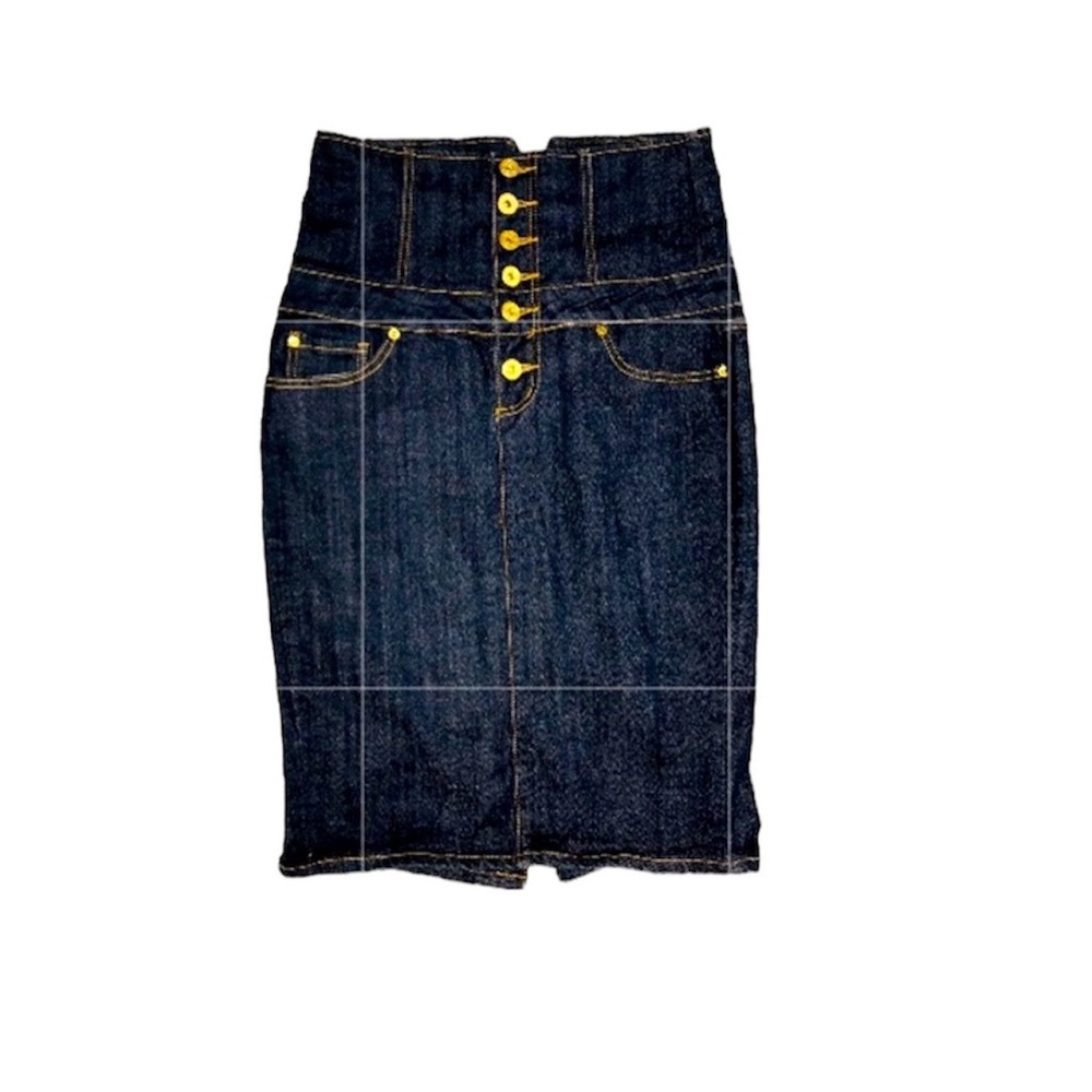 Zanadi High Waisted Denim Pencil Skirt